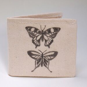 Bifold wallet with hand drawn butterflies small